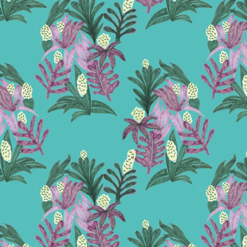 Botanical tropical pattern in blue