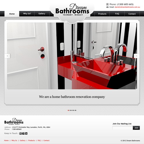 Create the next website design for Dream Bathrooms
