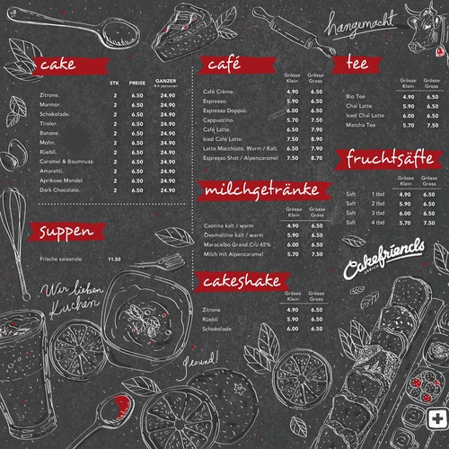 Menu board design for Cakefriends - Berlin