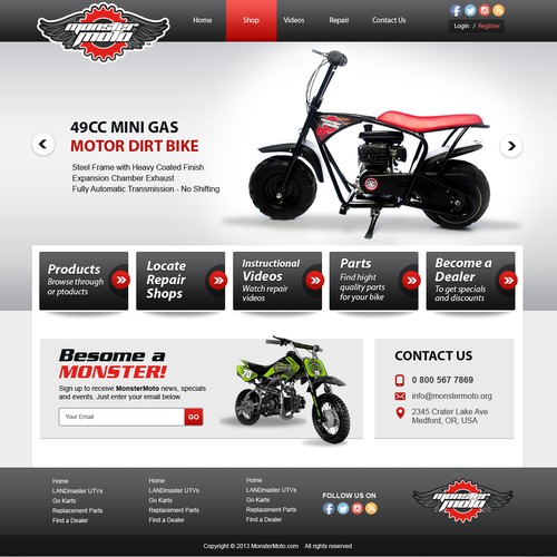 Create the MonsterMoto mini-bike and go-kart site!
