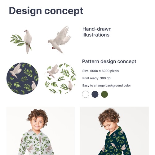 Hand-drawn illustrations and pattern designs for Children's Pajama.