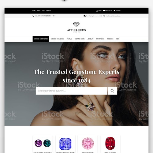Website design for Jewelery and Gemstone Company 