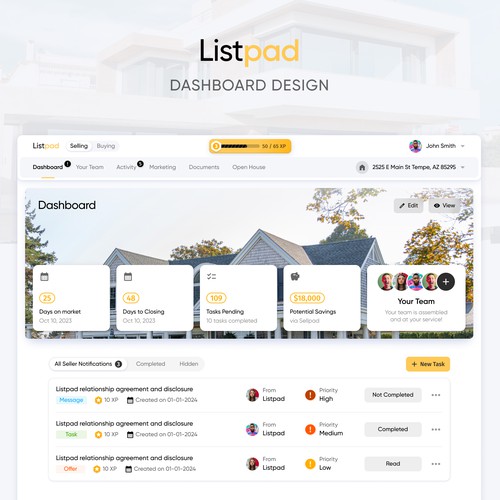 Real estate Gamification Dashboard Design