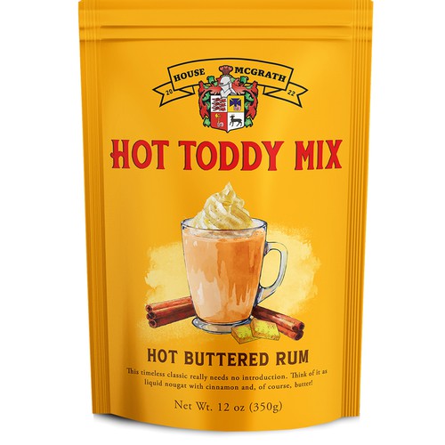 HOT TODDY MIX STANDUP POUCH LABEL DESING