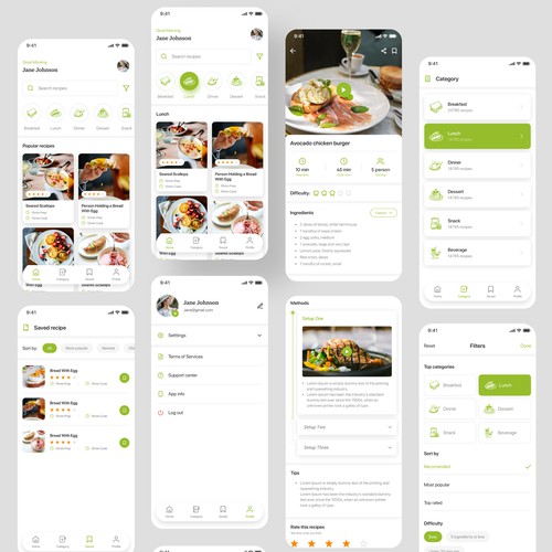 Fresh app design for healthy recipes