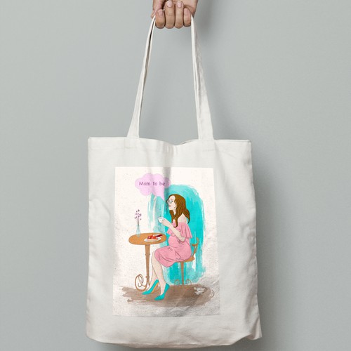 Mommy to be canvas bag illustration