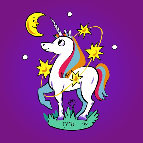 A unicorn illustration for a drinking bottle