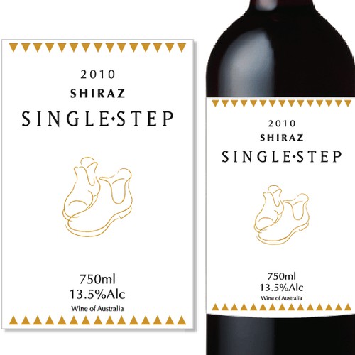 "Single Step" wine label - get your boots on & join us! Every great journey starts with a single step. 