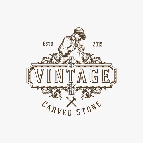 Logo for vintage replica hand carved stone products 