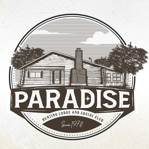 Paradise hunting lodge and social club vintage logo