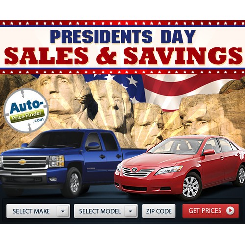 Create the next banner ad for a Cool Automotive Company - Presidents Day Banner Ad