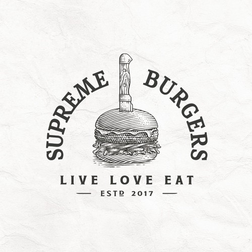 Burger Pen Drawing Logo