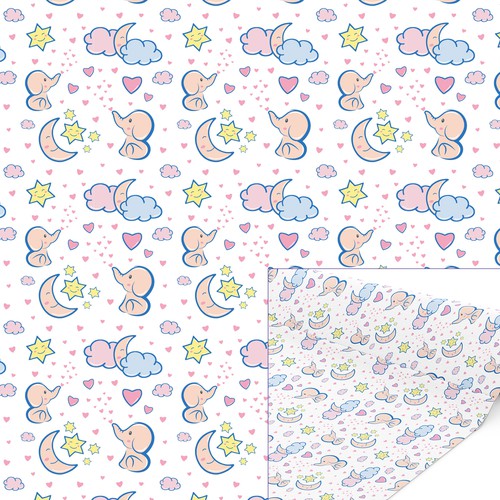 Pattern for Baby Product with Elefants, Stars, Moons and Hearts