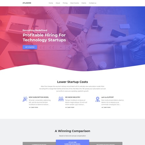 Landing page design