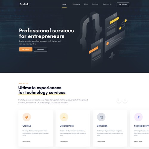 Clean slate/no existing design for technology services company