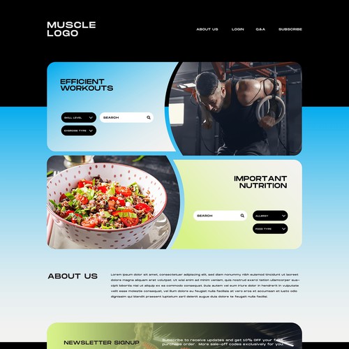 Website layout for fitness website