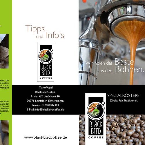 Flyer für eine Direct-Trade-Kaffeerösterei