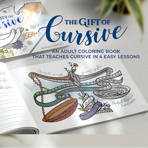 The Gift Of Cursive - Educational coloring book illustrations and interior layout and design