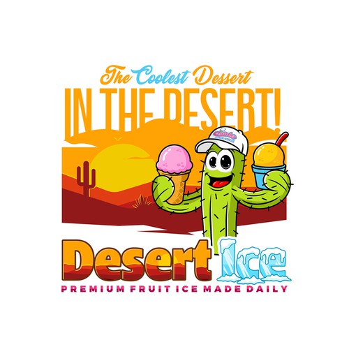 Retro t-shirt design of Caliche Frozen Custard products called "DESERT ICE"!