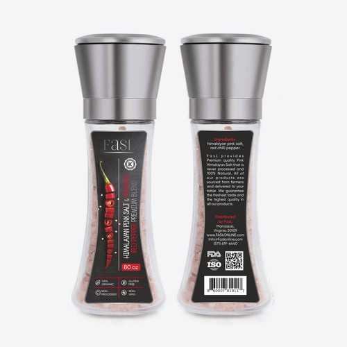 Food Label "Himalayan Pink Salt & Crushed Red Pepper Premium Blend"