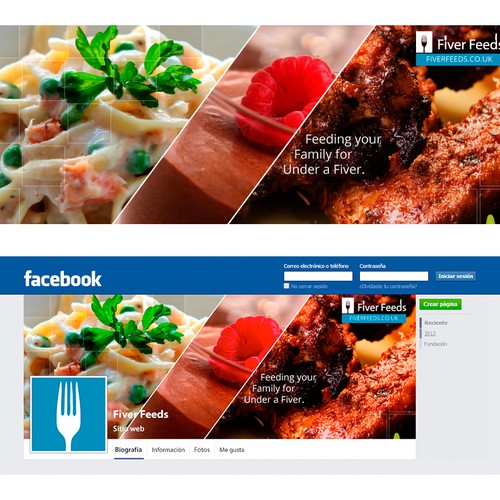 Facebook cover for a web delicious and easy recipes