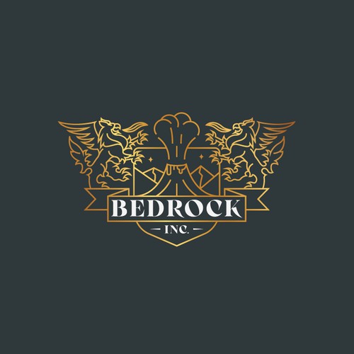 Luxurious line art crest logo done for Bedrock Inc.