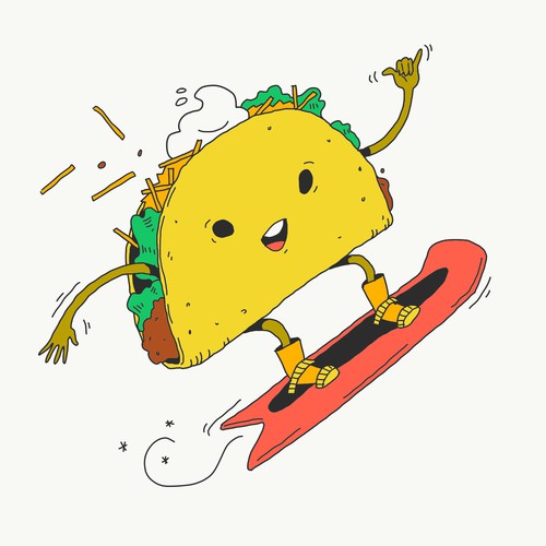 Snowboarding Taco Illustration