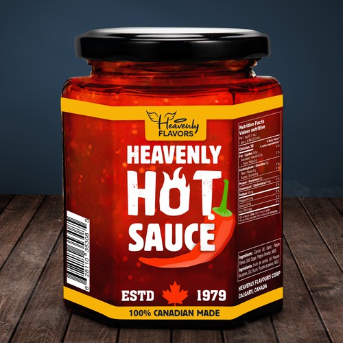 Bold clear label for hot sauce