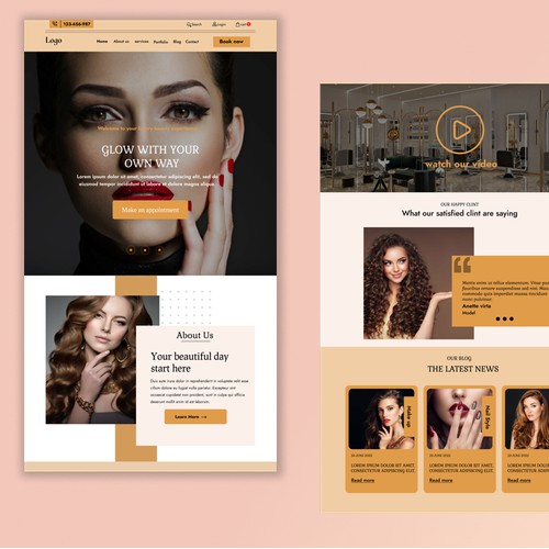 makeup salon website template UI