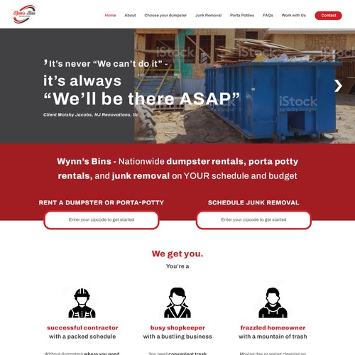 Dumpster Rental Booking website