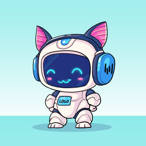 Cute Cat Robot Mascot