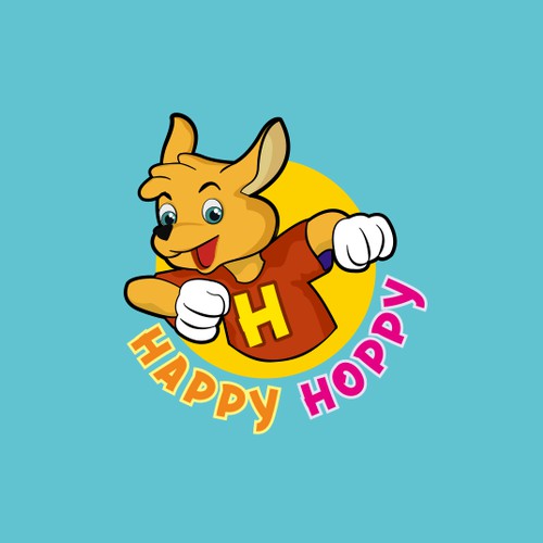 mascot and logo with cute kangaroo character.