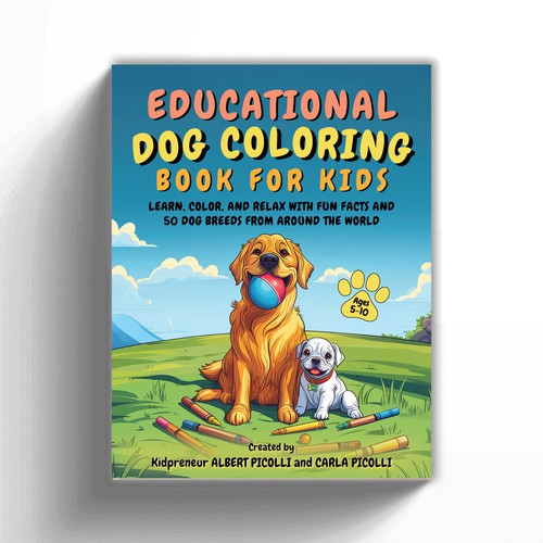 Educational dog coloring book for kids