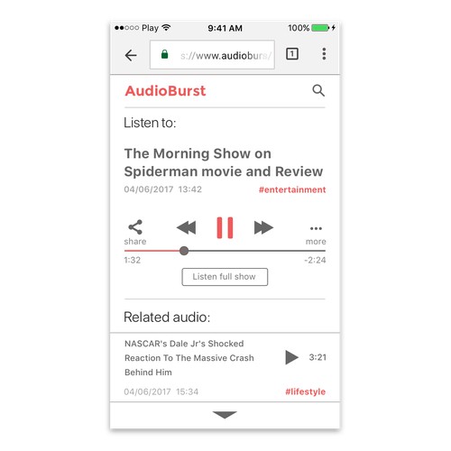 Mobile web podcast player design concept