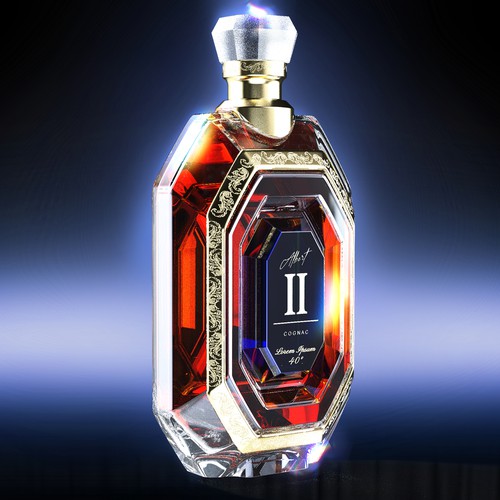 Albert II Conceptual design for a Cognac Bottle - Sixth iteration (REVISION II) Decoration