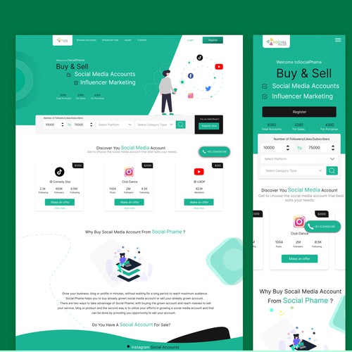 Social Phame website landing page