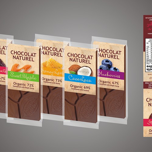 Labels for chocolate bars (sweetened naturally - no refined sugar)