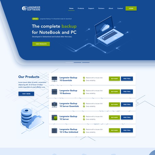 Homepage redesign for Langmeier Backup
