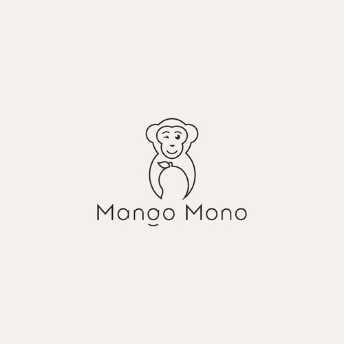 Logo for Boutique remote friendly hotel, with monkeys and mangoes 