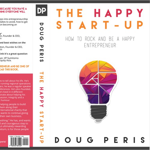 Create an out-of-this world book cover for my book "The Happy Start-Up".