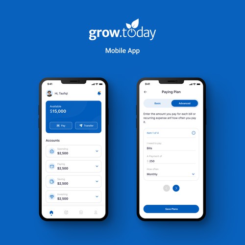 Mobile App Design concept for growtoday