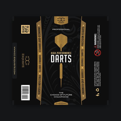 CC EXQUISITE: High-Performance Darts Package Label Design