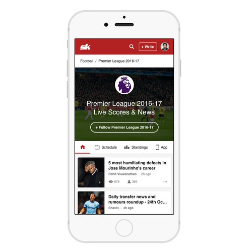 App design for Sportskeeda