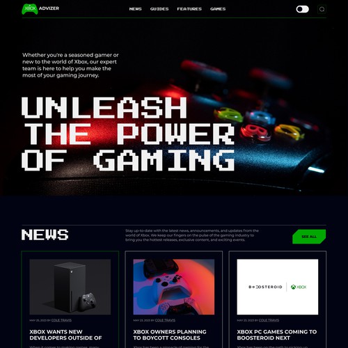 Xbox Adviser Website Design 