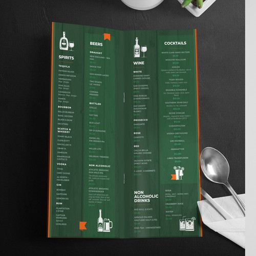 Menu for Sports Bar