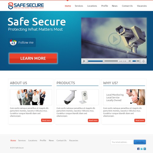 Create the next website design for SAFE SECURE