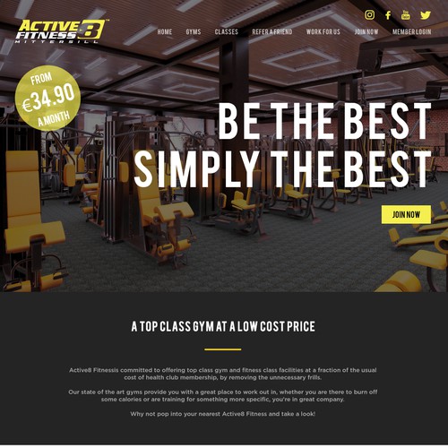 Homepage for fitnesscenter