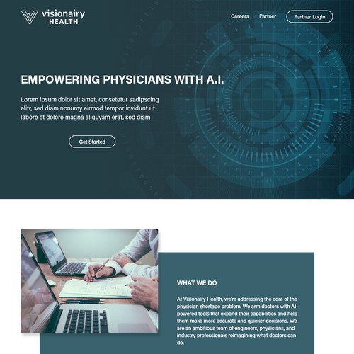 Web page design for Visionairy Health