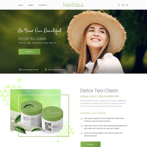 Website design of a NATURAL SKIN CARE COMPANY