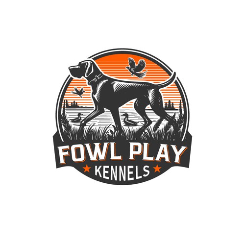 Fowl play kennels dog breeder logo badge